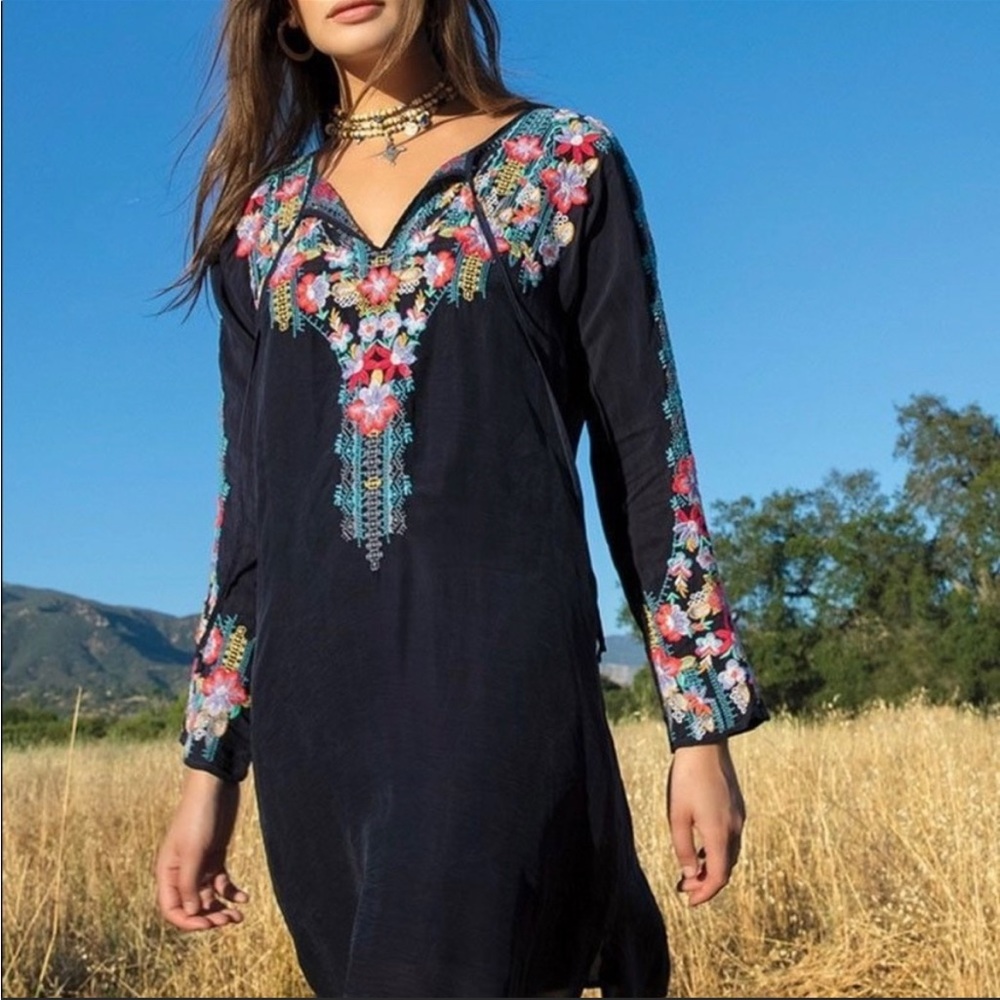 Johnny Was Tanyah Floral Embroidered Tunic Dress
